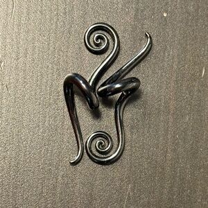 Black 8g Drop Spiral Curl Earrings